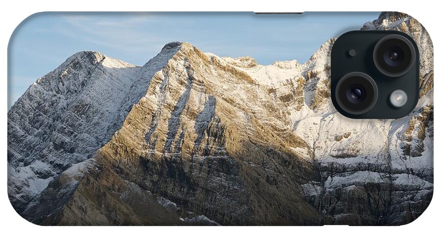Gavarnie iPhone Case featuring the photograph Golden Light hits the snow capped peaks of Astazou and Pic de Marbore by Stephen Taylor