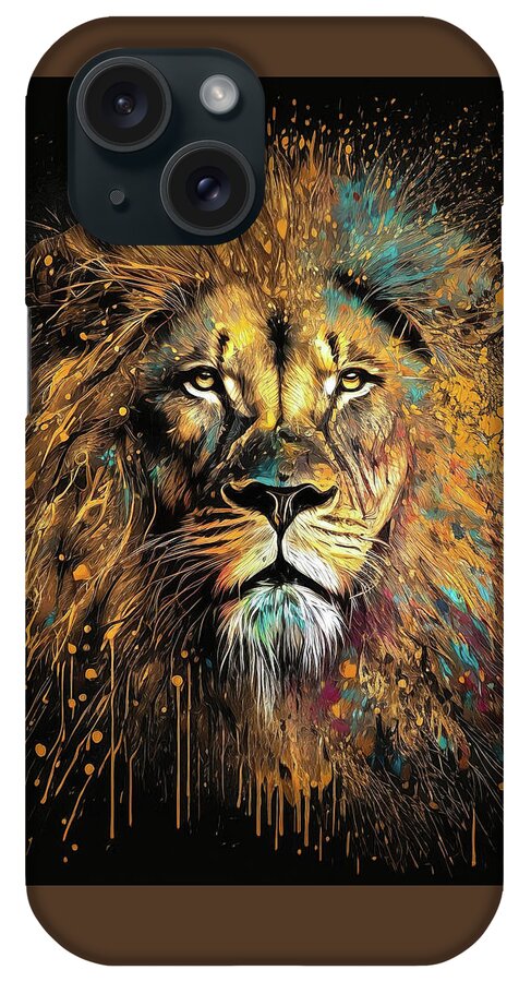 Lion iPhone Case featuring the painting Golden Lion by Tina LeCour
