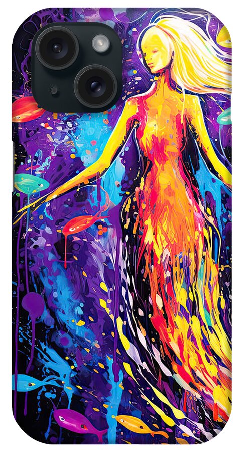 Mermaid iPhone Case featuring the digital art Golden Mermaid by Tessa Evette