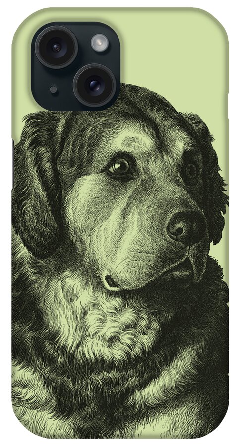 Pyrenean Mountain Dog iPhone Case featuring the digital art Golden Retriever Portrait by Madame Memento