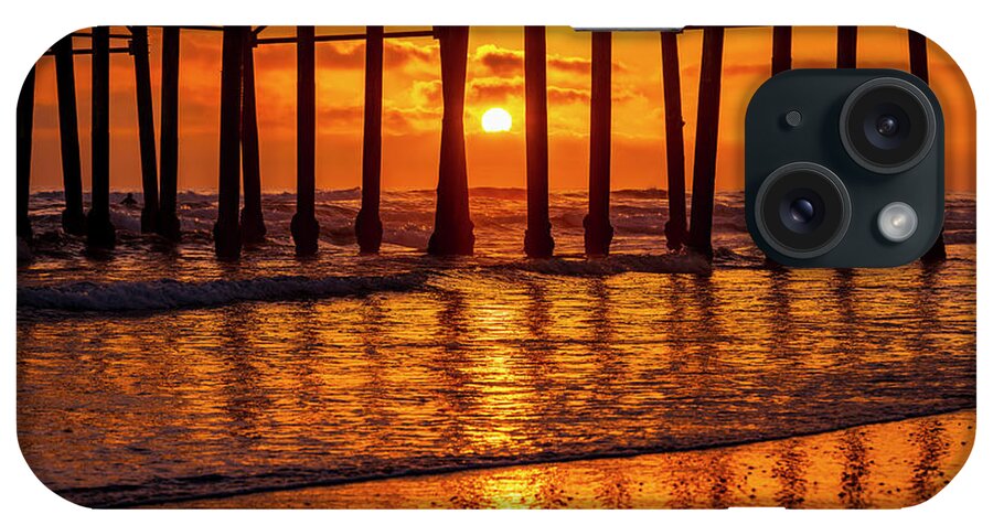 Sunset iPhone Case featuring the photograph Golden Sunset at Oceanside Pier by Rich Cruse