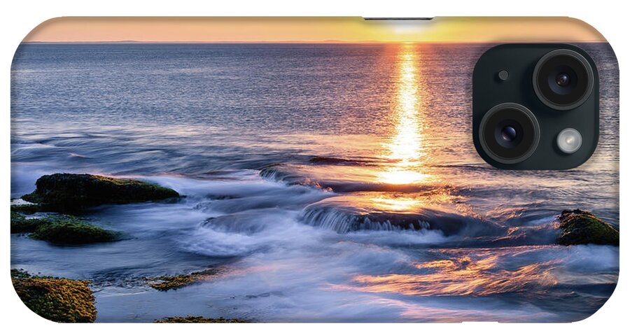 Golden Sunset iPhone Case featuring the photograph Golden Sunset, Halibut Pt. Rockport MA. by Michael Hubley