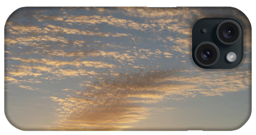 Clouds iPhone Case featuring the photograph Golden yellow and soft clouds at sunrise. Air meets sunlight by Adriana Mueller