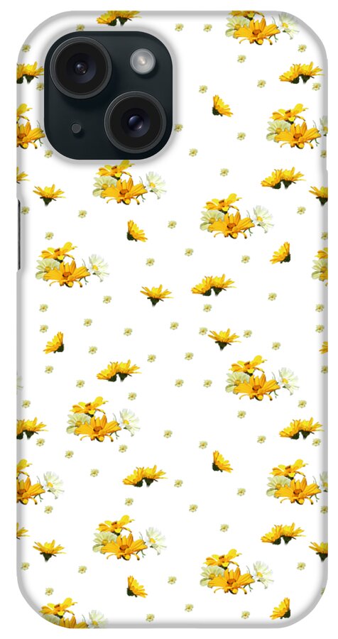 Golden Yellow iPhone Case featuring the photograph Golden Yellow and White Asters Digital Oil Paint Pattern by Colleen Cornelius