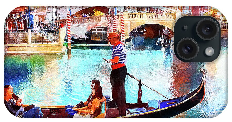 Venetian iPhone Case featuring the mixed media Gondola rides at the Venetian Las Vegas by Tatiana Travelways