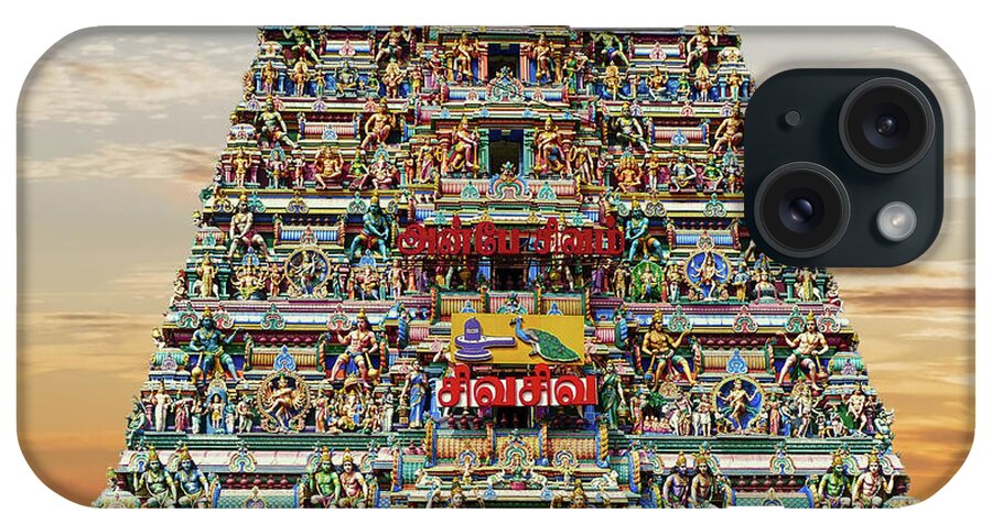 Chennai iPhone Case featuring the photograph Gopuram sculptures as entrance to Kapaleshwara by Steve Estvanik