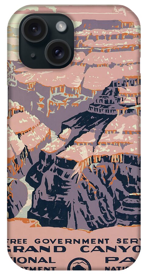 National iPhone Case featuring the drawing Grand Canyon National Park Vintage Poster by Eric Glaser