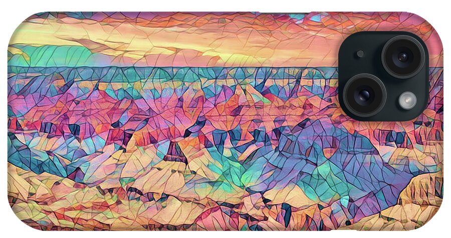 Grand Canyon iPhone Case featuring the digital art Grand Canyon Paintography Stain glass by Chuck Kuhn
