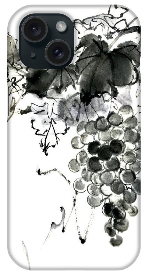 Japanese iPhone Case featuring the painting Grapes by Fumiyo Yoshikawa
