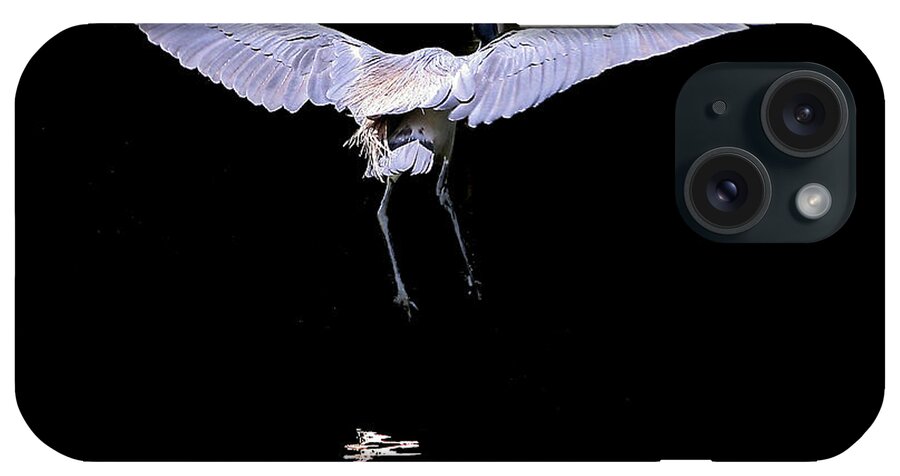Fauna iPhone Case featuring the digital art Great Blue Heron and Reflections by Mariarosa Rockefeller