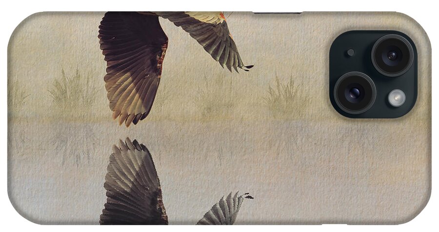 Heron iPhone Case featuring the mixed media Great Blue Heron Watercolor Reflection by Patti Deters