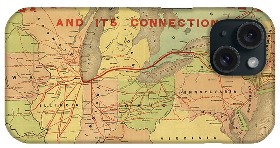 Rails iPhone Case featuring the drawing Great Central Route and Connections 1855 by Vintage Maps