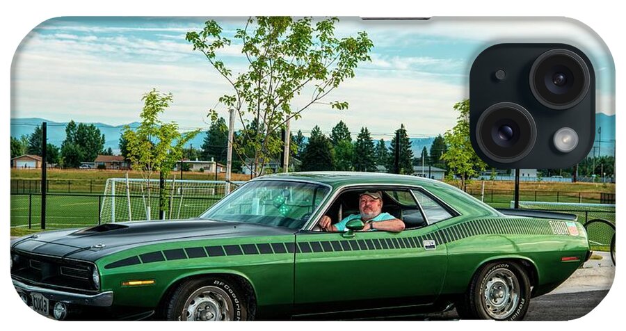 Classic Car iPhone Case featuring the photograph Green Cuda by Pamela Dunn-Parrish