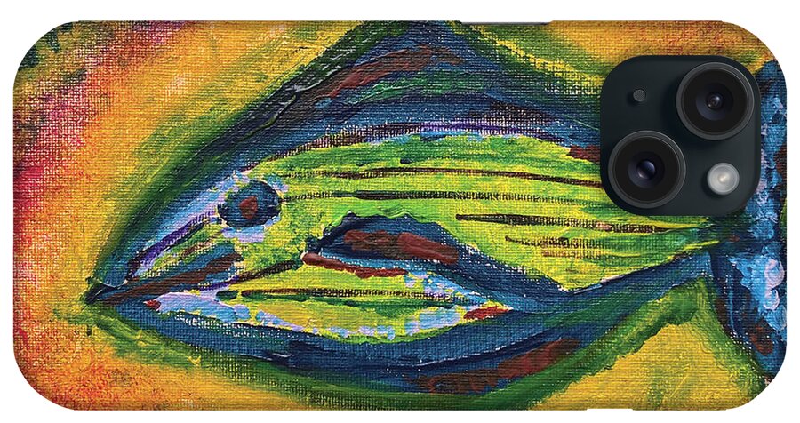 Fish iPhone Case featuring the painting Green Fish by David Feder