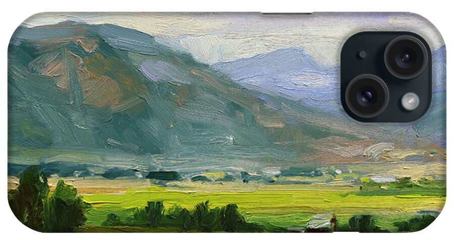 Mountain iPhone Case featuring the painting Green Mountain Valley by Steve Henderson