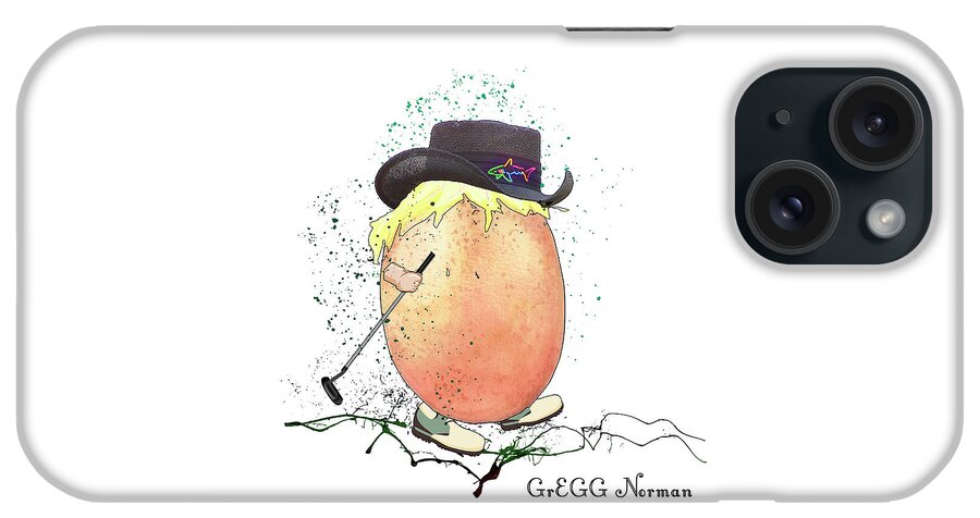 Egg iPhone Case featuring the mixed media GrEGG Norman by Miki De Goodaboom