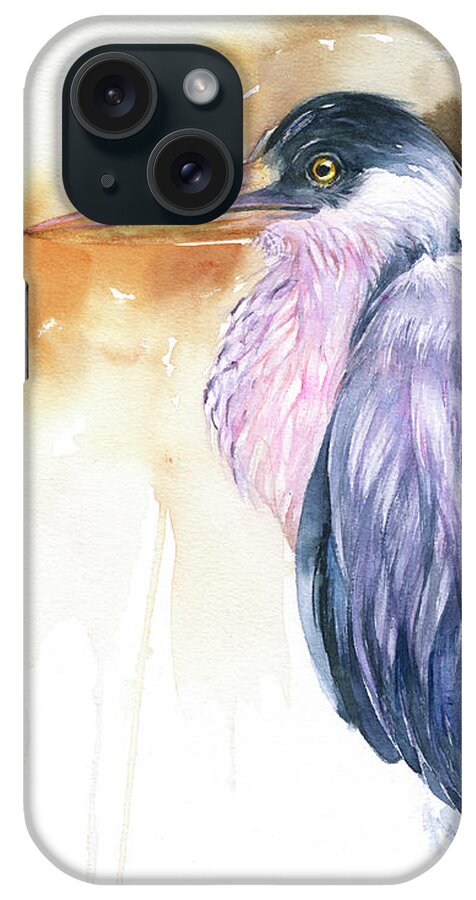 Heron iPhone Case featuring the painting Grey Heron Boyd by Arti Chauhan
