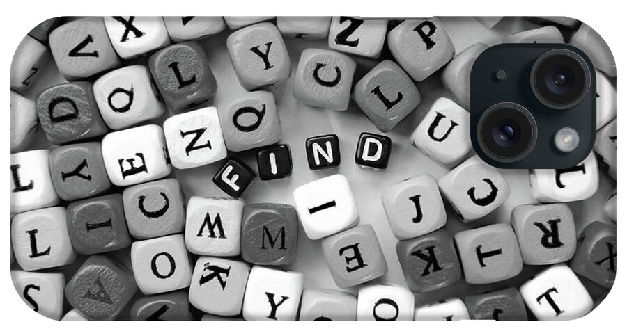 Find iPhone Case featuring the photograph Grey Mixed Letters And Black Word Find by Severija Kirilovaite