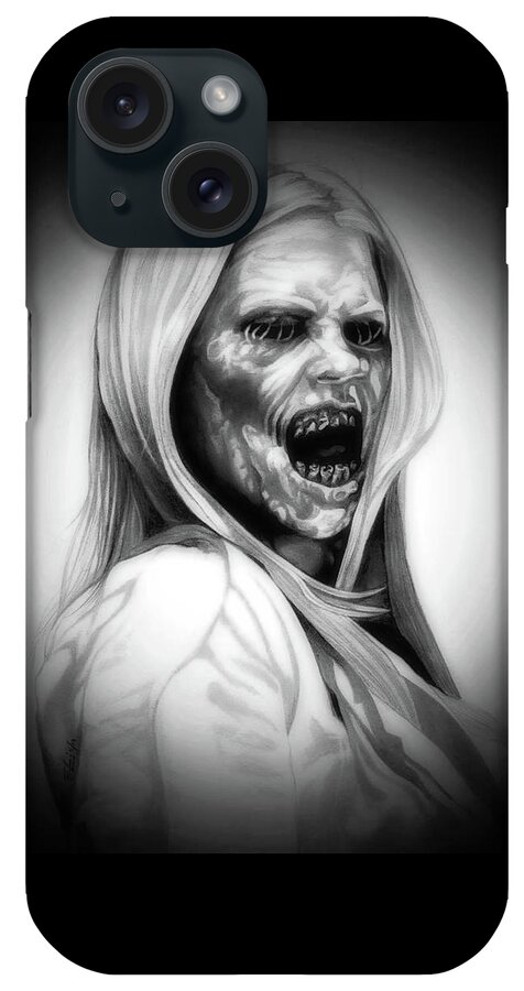 Grimm iPhone Case featuring the drawing Grimm - BW Edition by Fred Larucci