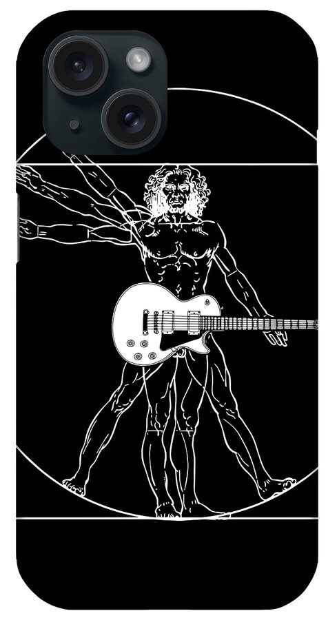 Music iPhone Case featuring the digital art Guitar Davinci by Jacob Zelazny