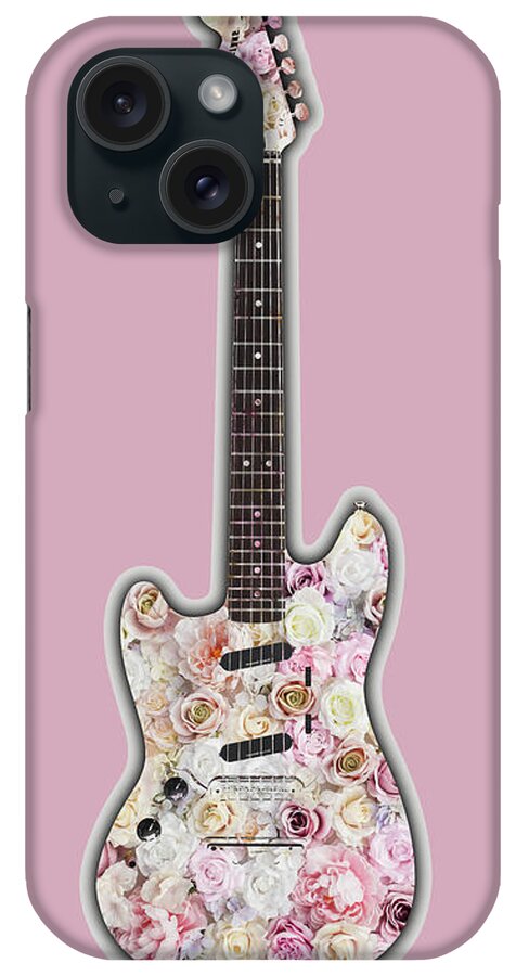 Guitar iPhone Case featuring the painting Guitar Flowers Floral by Tony Rubino