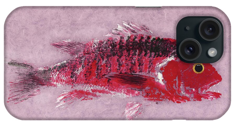 Rubbing iPhone Case featuring the mixed media Gyotaku Snapper 17-07 by Captain Warren Sellers