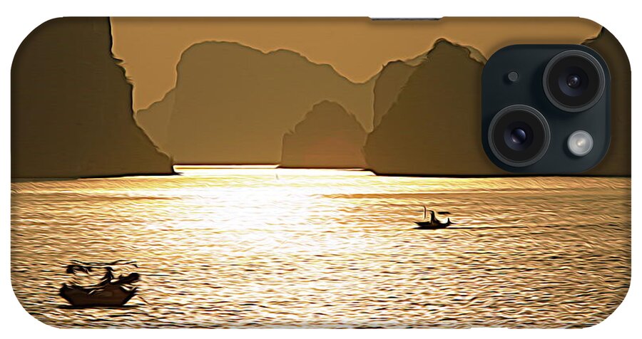 Vietnam iPhone Case featuring the photograph Ha Long Bay Sunset by Chuck Kuhn