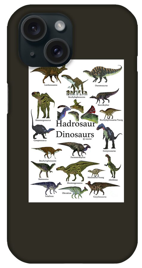 Hadrosaur iPhone Case featuring the digital art Hadrosaur Dinosaurs by Corey Ford