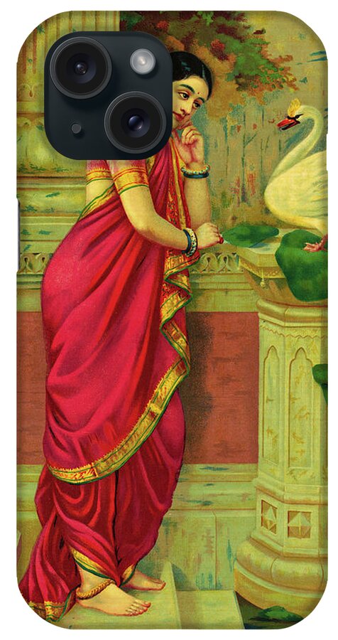 Raja Ravi Varma iPhone Case featuring the painting Hamsa and Damayanti by Ravi Varma