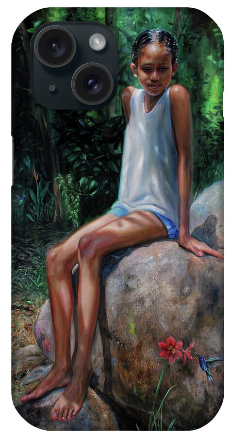 Figure Painting iPhone Case featuring the painting Hanna epi Kilibwi by Jonathan Guy-Gladding JAG