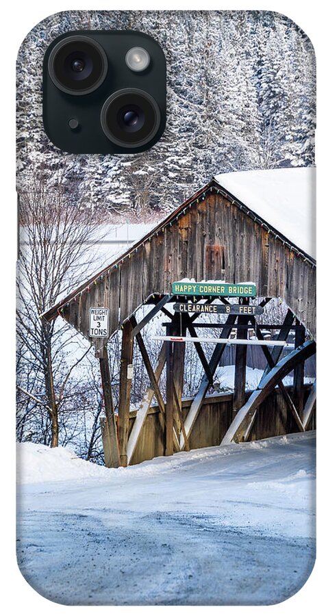 Covered iPhone Case featuring the photograph Happy Corner Covered Bridge Vertical - Pittsburg, New Hampshire by John Rowe