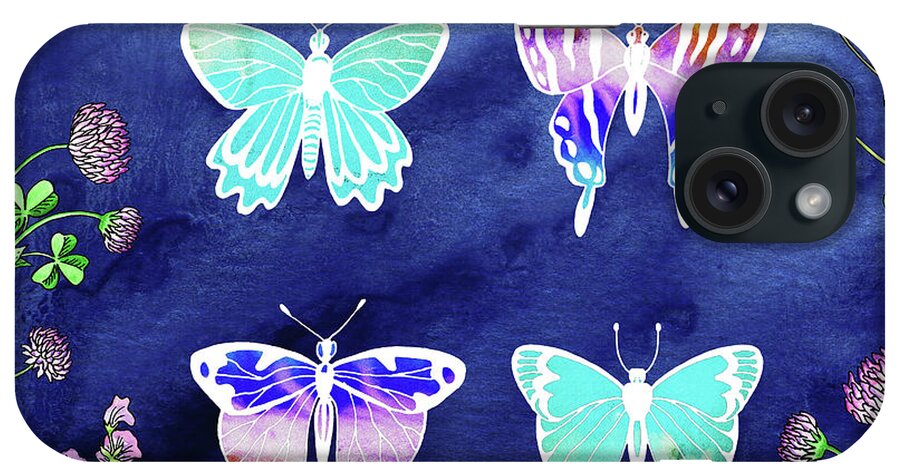 Butterflies iPhone Case featuring the painting Happy Free Flight Of Four Beautiful Light Butterflies Watercolor by Irina Sztukowski