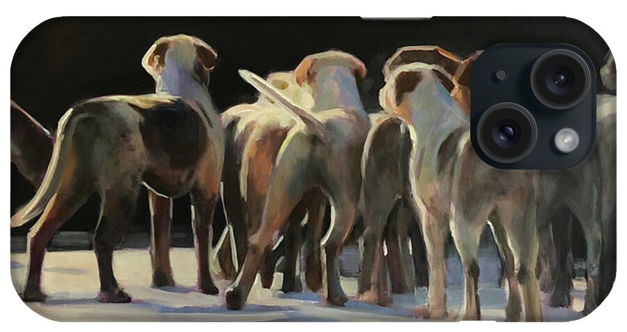 Hounds iPhone Case featuring the painting Happy Tails Waggin Train by Susan Bradbury