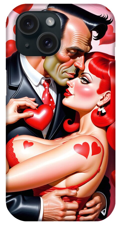 Valentines iPhone Case featuring the painting Happy Valentines Day- Pin Up No.1 by My Head Cinema