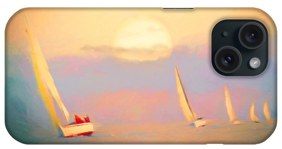 Sailboats iPhone Case featuring the digital art Harbor Bound by Susan Hope Finley