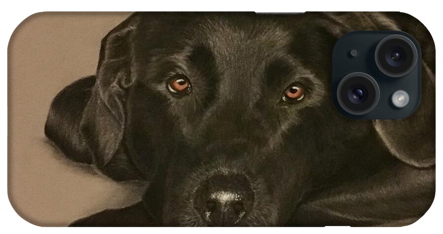Black Lab iPhone Case featuring the drawing Harley by Marlene Little