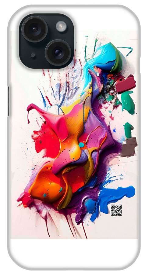 Abstract; Colorful; Acrylic; Motion; Movement; Splash; Red; Pink; Orange; Green; Blue iPhone Case featuring the painting Harmony in Motion by Rafael Salazar