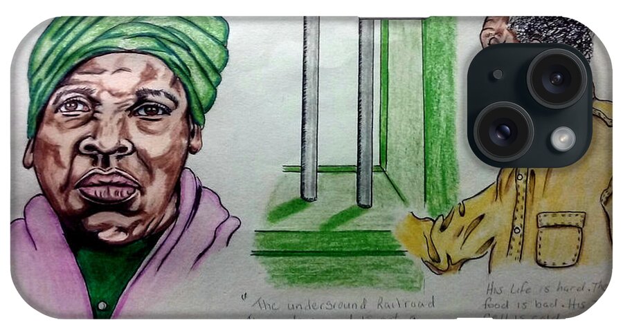 Black Art iPhone Case featuring the drawing Harriet Tubman and Nelson Mandela by Joedee