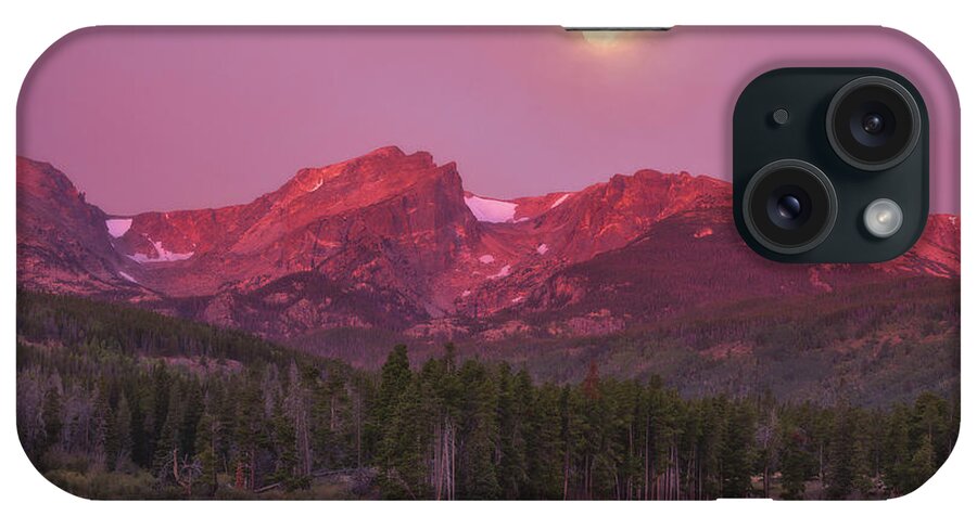 Moon iPhone Case featuring the photograph Harvest Moon Over Hallett Peak by Darren White