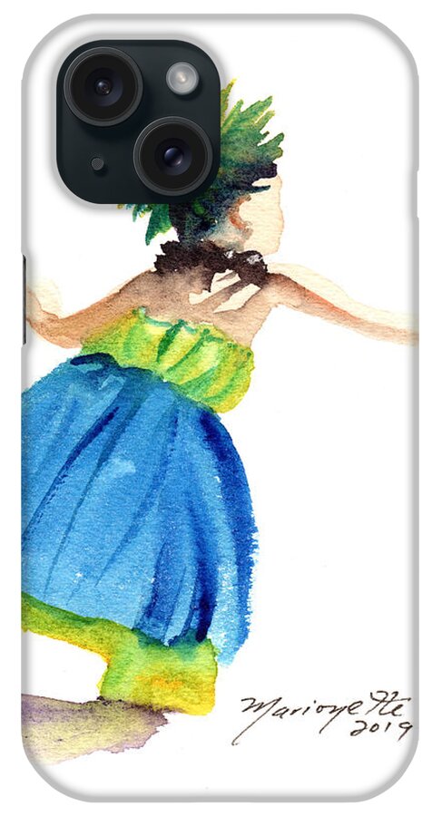 Hawaiian Hula Dancer iPhone Case featuring the painting Hawaiian Hula Dancer 13 by Marionette Taboniar