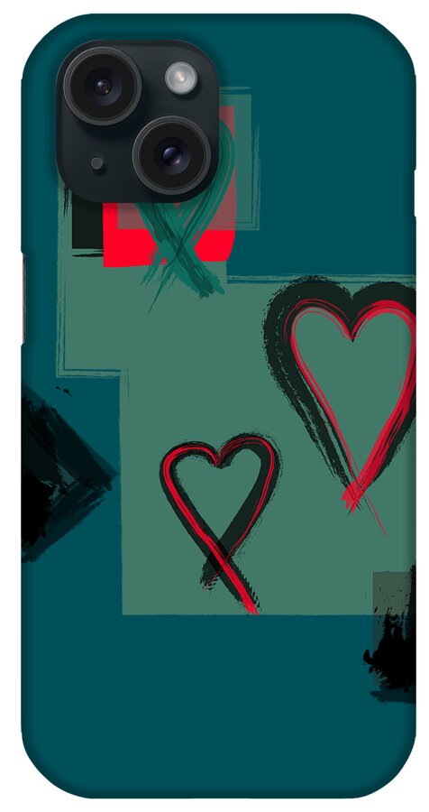 Nicholas Brendon iPhone Case featuring the digital art Heart On You - Blue Combo by Nicholas Brendon