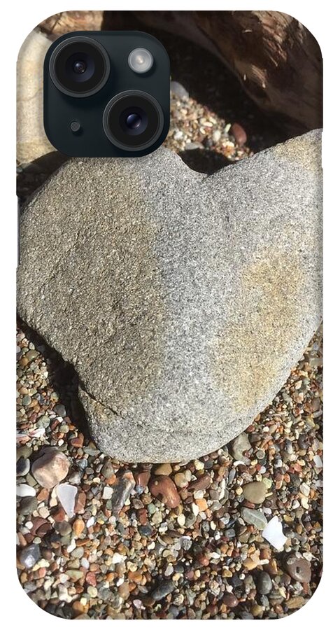 Ocean Stones iPhone Case featuring the photograph Heart Stone Pebble Beach by Sandy Rakowitz
