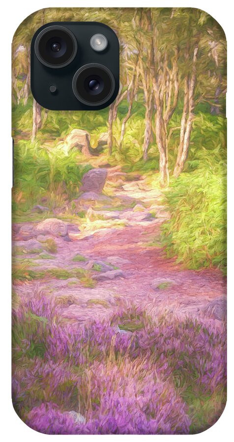 'silver Birch' iPhone Case featuring the photograph Heather in the Peak District by Sue Leonard