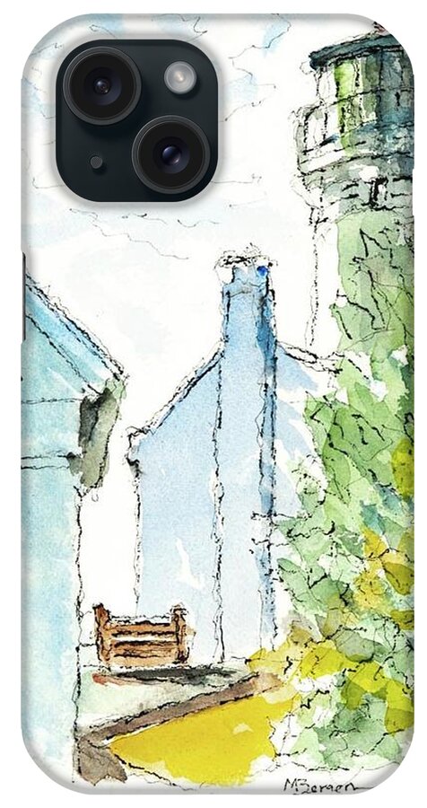 Heceta Head iPhone Case featuring the drawing Heceta Head Lighthouse by Mike Bergen