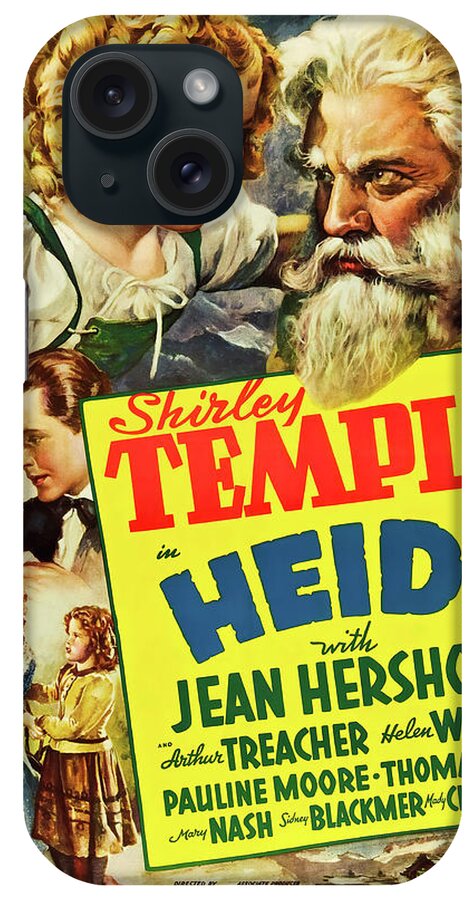 Heidi iPhone Case featuring the mixed media ''Heidi'', with Shirley Temple, 1937 by Movie World Posters