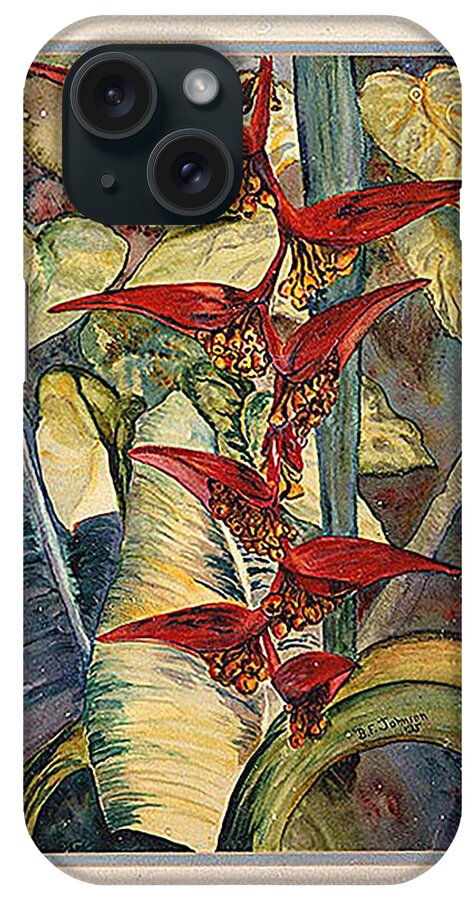 Heliconia iPhone Case featuring the painting Heliconia by Barbara F Johnson