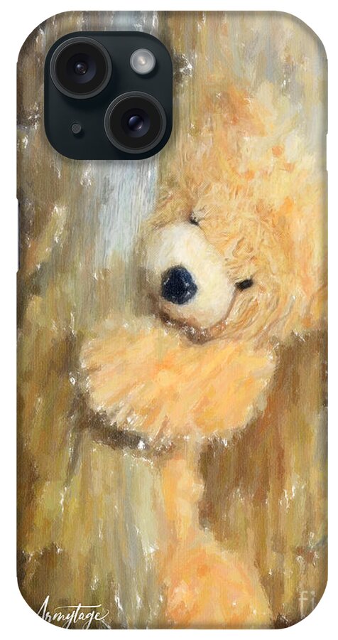 Teddy Bear iPhone Case featuring the drawing Hello Are You OK by Chris Armytage