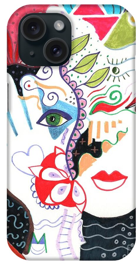 Hello By Helena Tiainen iPhone Case featuring the drawing Hello by Helena Tiainen