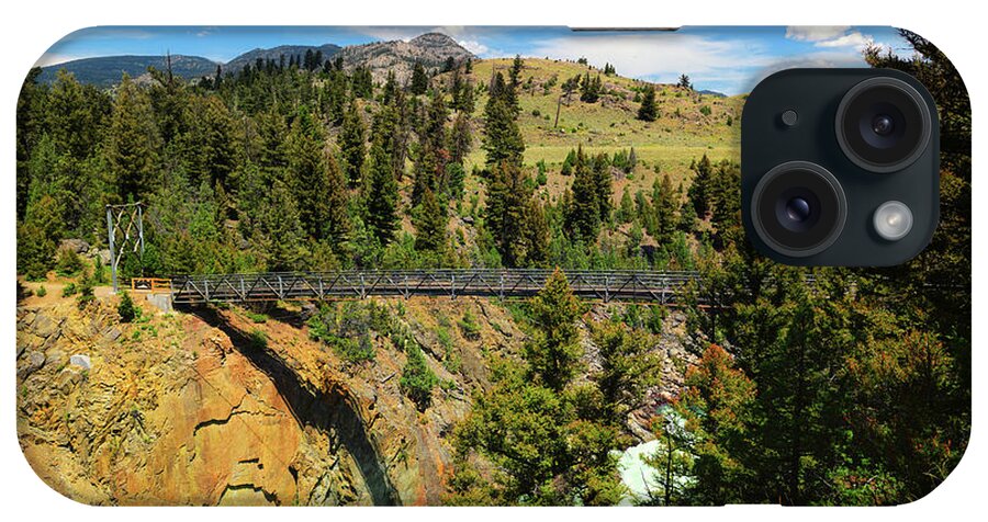 Hellroaring Suspension Bridge iPhone Case featuring the photograph Hellroaring Suspension Bridge by Greg Norrell