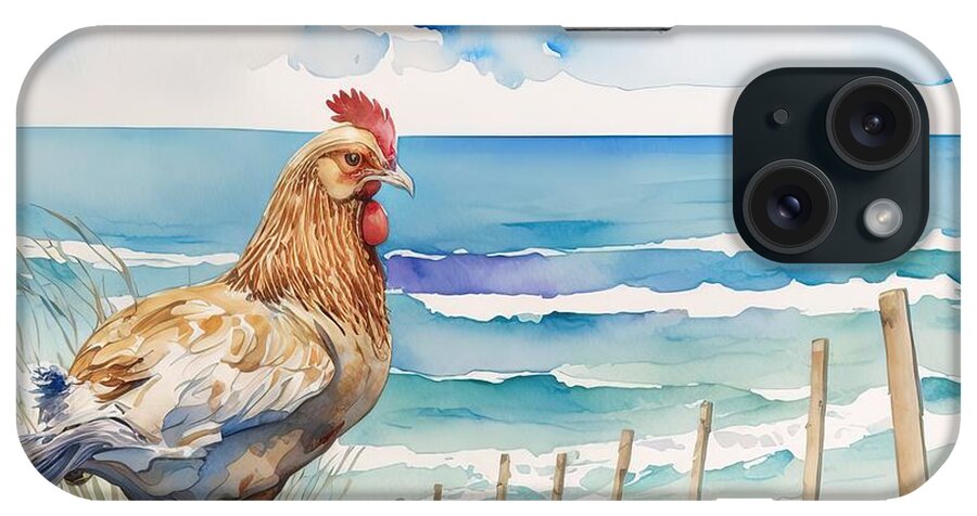 Animal iPhone Case featuring the painting Hen At Beach by N Akkash